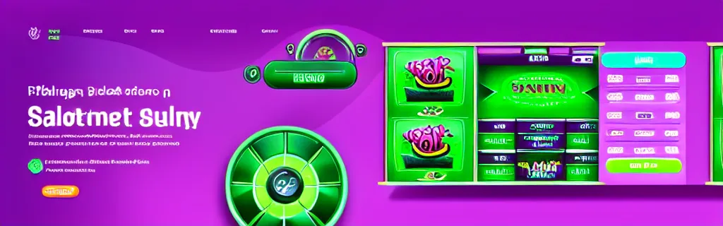 Image similar to purple and green slots casino interface, material design