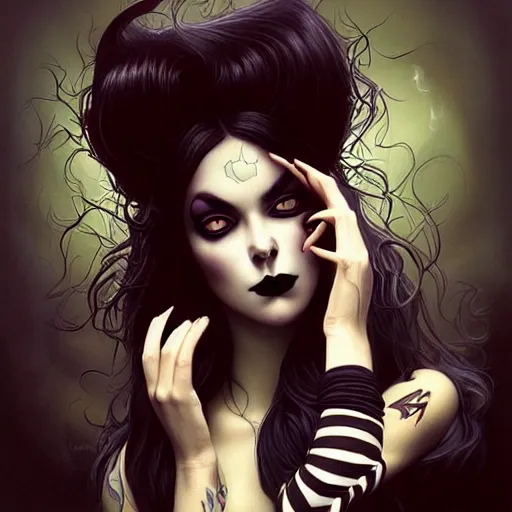 Prompt: lofi vampire goth demon portrait, digital art, Pixar style, by Tristan Eaton Stanley Artgerm and Tom Bagshaw.