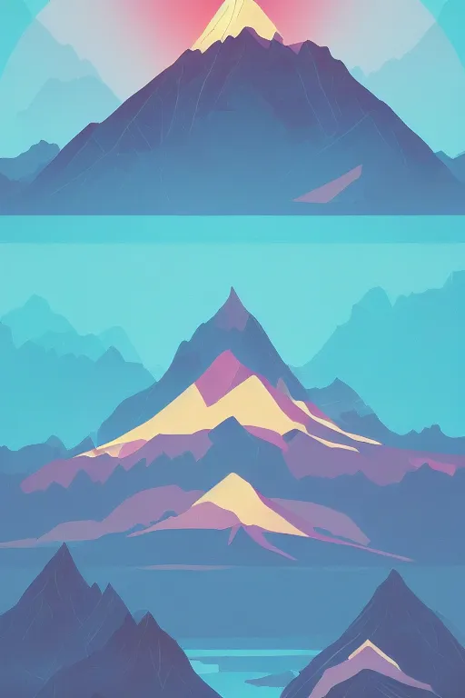 Image similar to sunrise mountain water vector illustration digital art by james gilleard trending on artstation