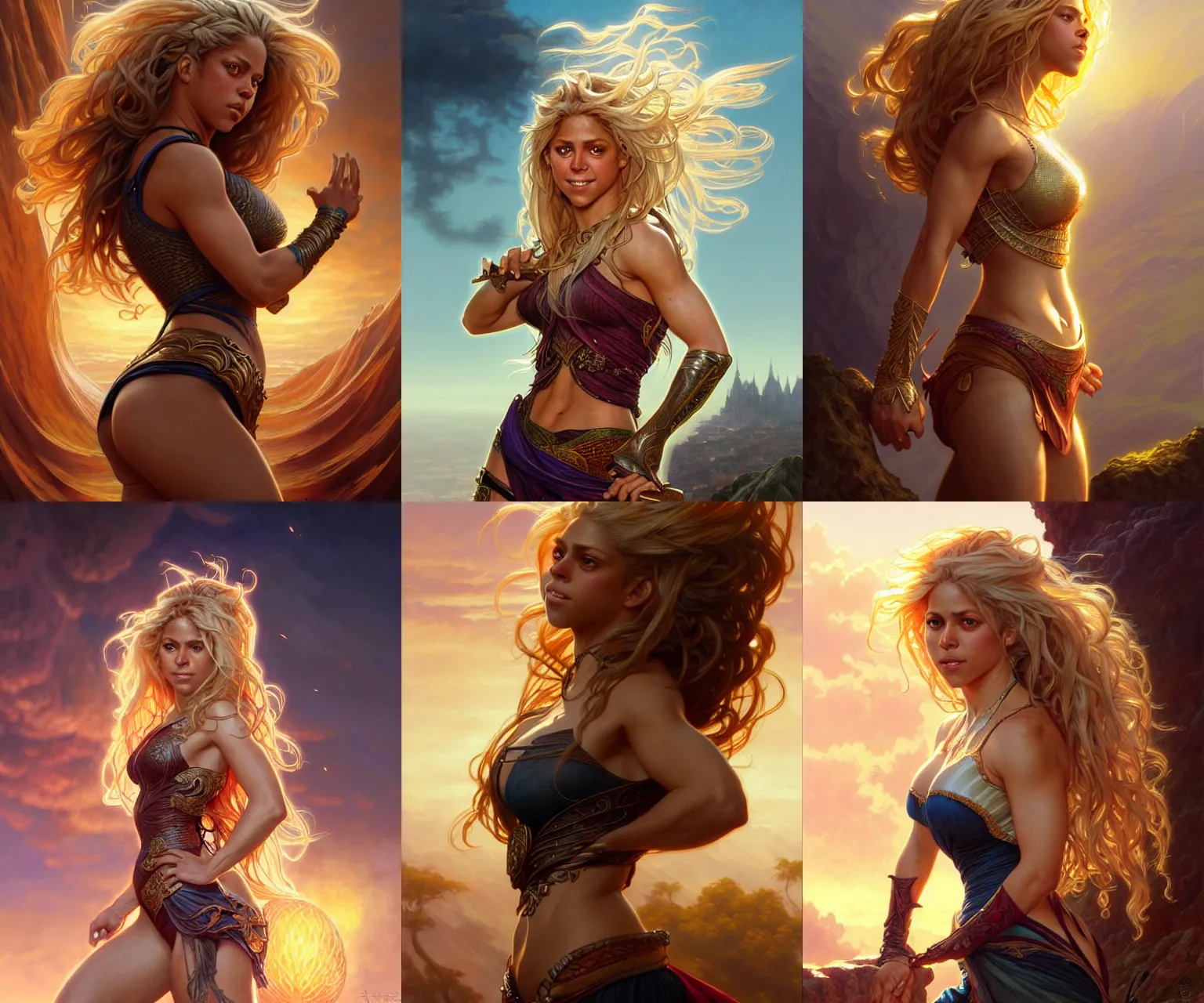 Prompt: shakira evading taxes, fantasy character portrait, planet background in comic book style, ultra realistic, concept art, intricate details, elegant, digital painting, smooth, sharp focus, illustration, art by artgerm and greg rutkowski and alphonse mucha, artstation