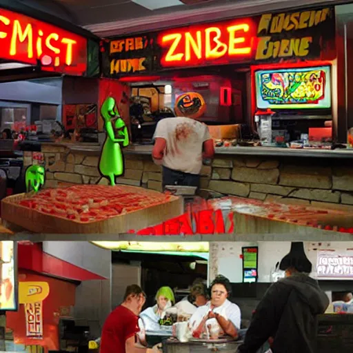Image similar to zombie fast food restaurant