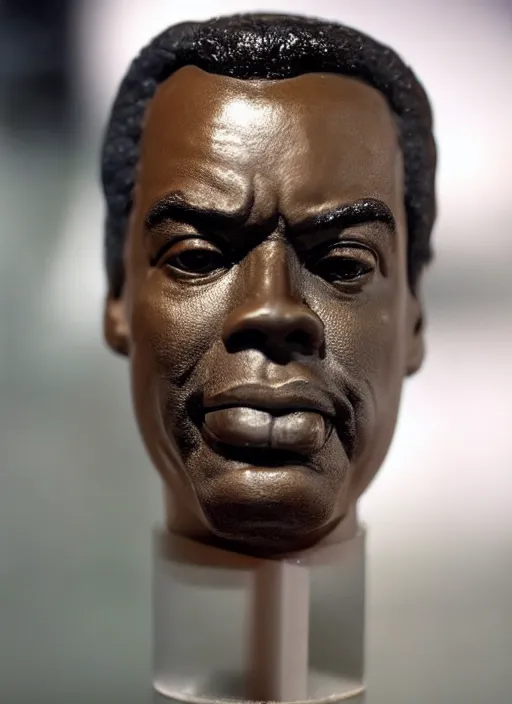 Prompt: a bust of chris rock made from translucent rock candy