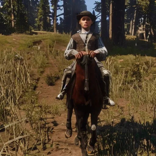 Image similar to Thomasin Mckenzie in RDR2, screenshot,