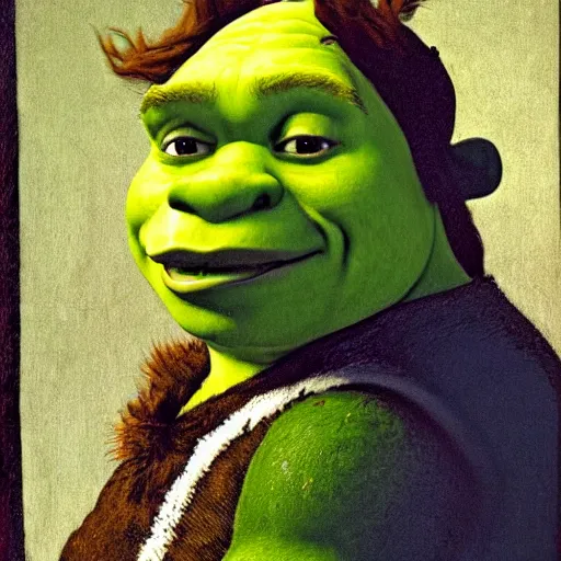 Prompt: shrek by Johannes Vermeer