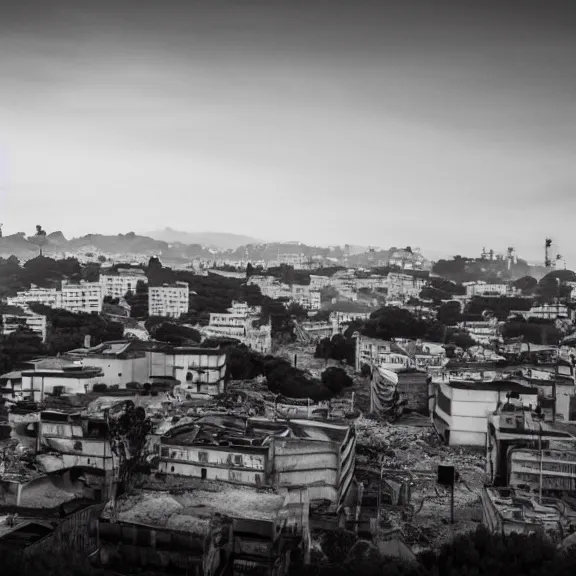 Image similar to A post-apocalyptic photo of the city of Amadora, award-winning, 4k