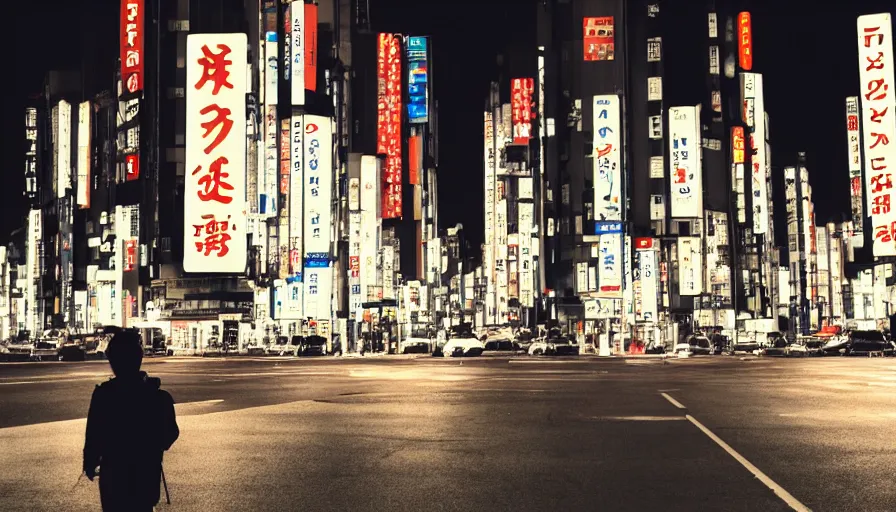 Prompt: A photograph of a Cyborg exploring Tokyo at night