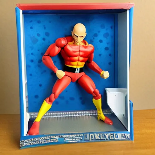 Image similar to saitama, stop motion vinyl action figure, plastic, toy, butcher billy style