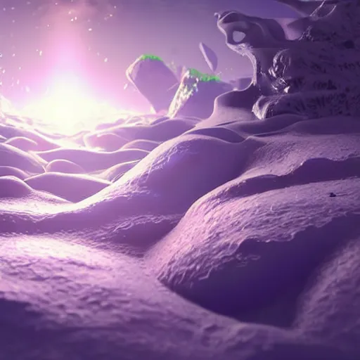 Image similar to vague antidescriptive acrylic vital exopoison fluid blob nier automata scenery artwork : nature dream vegetation magic density infinite, macro seminal dream points of icy, frozen vaporwave shards tempted to turn into a dream scenery, high quality topical render