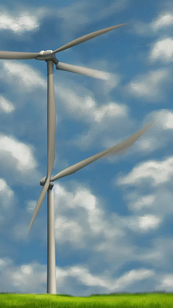 Image similar to Clouds made into a wind turbine, blue sky, sunshine,volumetric lightin, highly detailed, digital painting