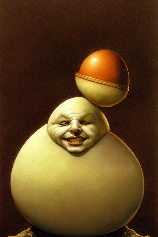 Image similar to brian froud, painting of humpty dumpty