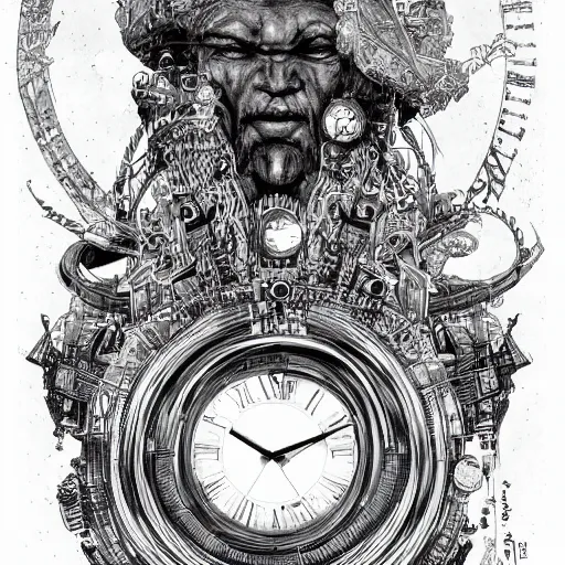 Prompt: the god of time by kim jung gi