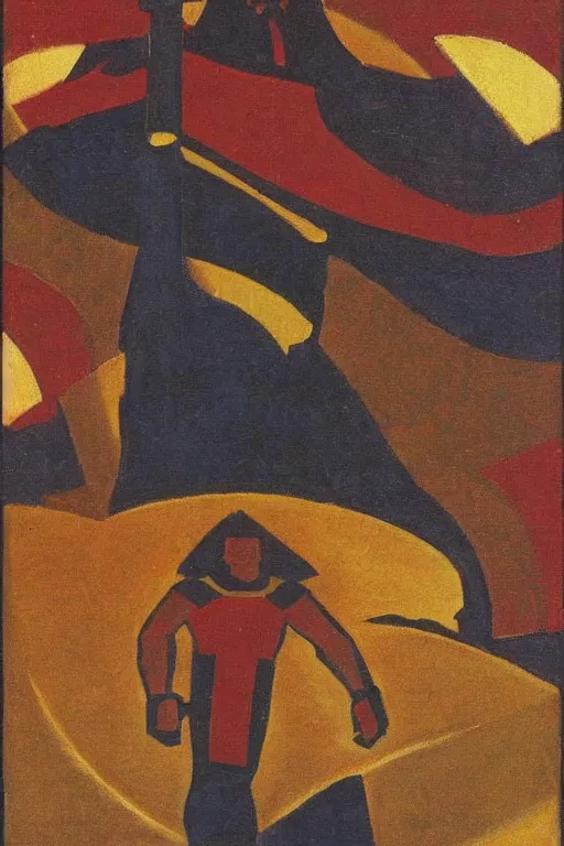 Image similar to thor with hammer, marvel, artwork by nicholas roerich,