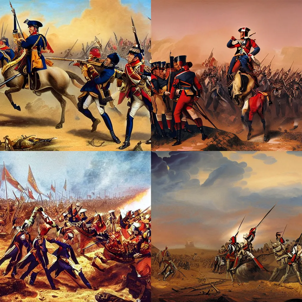 Prompt: a napoleon war based line battle except its on mars