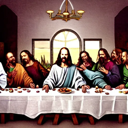 Image similar to walter white as jesus in the last supper