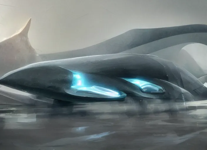Prompt: a beautiful concept design of a car that looks almost like a shark or a whale. car design by cory loftis, fenghua zhong, ryohei hase, ismail inceoglu and ruan jia, henrik fisker and bruce kaiser and scott robertson and dmitry mazurkevich and doruk erdem and jon sibal, volumetric light.