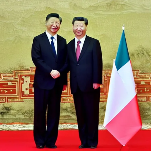 Image similar to Czech president Xi Jinping shaking a hand with Chinese president Xi Jinping