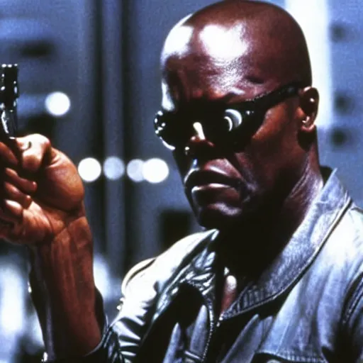 Image similar to Samuel L. Jackson plays Terminator, scene from the film