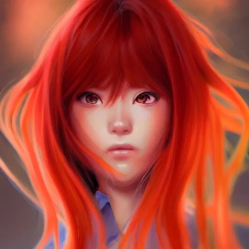 Image similar to portrait of asuka langley soryu, background, intricate, elegant, highly detailed, digital painting, artstation, concept art, smooth, sharp focus, illustration, by anato finnstark, boissb - blanca. j, cindy avelino, clint cearley, anna podedworna