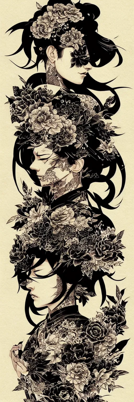 Image similar to silhouette of Yakuza style tattoosillustration, intricate, elegant, highly detailed, digital art, ffffound, art by JC Leyendecker and sachin teng