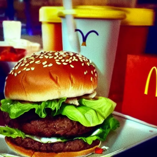 Prompt: “McDonald’s David Bowie burger, food photography”