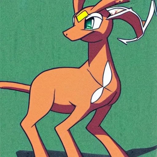 Image similar to a design for a gazelle pokemon illustrated by ken sugimori