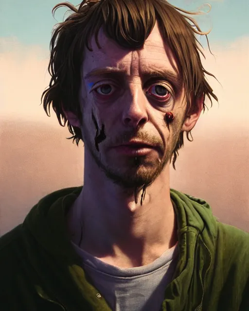 Image similar to highly detailed surreal vfx portrait of a crack cocaine heroin addict, eye bags, grime, unkempt, depression stephen bliss, unreal engine, greg rutkowski, loish, rhads, beeple, makoto shinkai and lois van baarle, ilya kuvshinov, rossdraws, tom bagshaw, alphonse mucha,