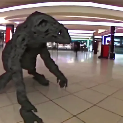 Image similar to beautiful cctv found footage of shadow creature lurking in a mall