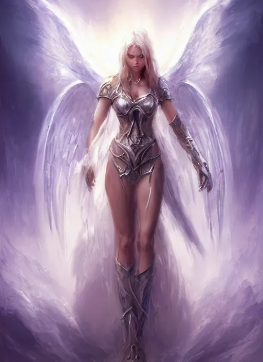 Image similar to concept art, angel knight girl. by artstation trending, by joseph mallord william turner, luis royo, konstantin razumov, cinematic lighting, fractal flame, highly detailed