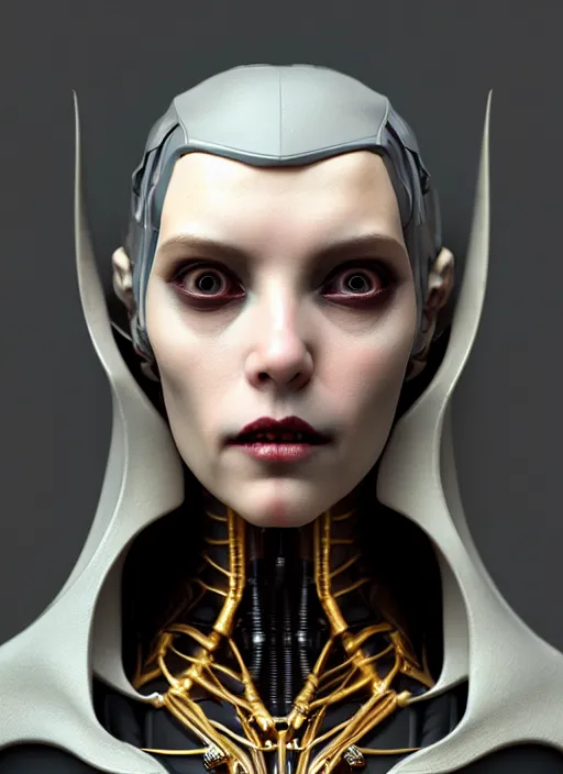 Image similar to portrait of a vampire female robot, intricate, dystopian toy, sci - fi, extremely detailed, biopunk suit, digital painting, sculpted in zbrush, artstation, concept art, smooth, sharp focus, illustration, chiaroscuro lighting, golden ratio, incredible art by stanley artgerm lau and greg rutkowski and alphonse mucha and simon stalenhag