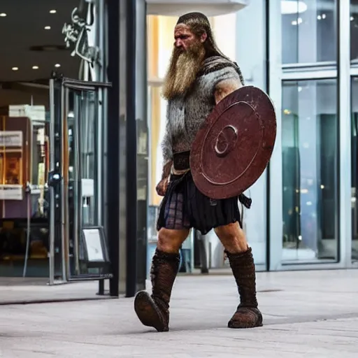 Image similar to viking dejected leaving local mall