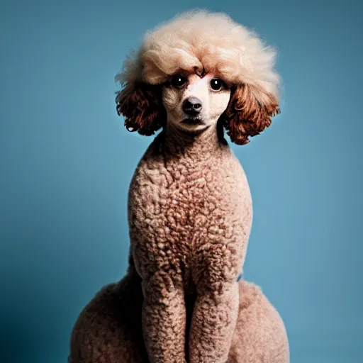 Prompt: a poodle - cat - hybrid, animal photography