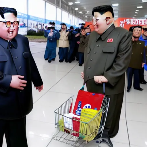 Prompt: kim jong un shopping at wallmart