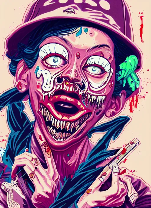 Image similar to zombie full body latina hiphop streetwear drip, tristan eaton, victo ngai, artgerm, rhads, ross draws