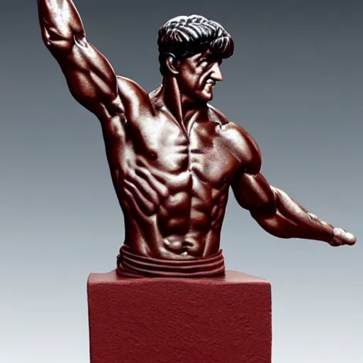 Image similar to stallone rambo prince statue monument made from porcelain brush face hand painted with iron red dragons full - length very very detailed intricate symmetrical well proportioned balanced