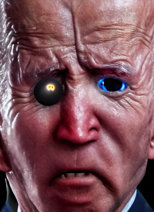 Prompt: hyper realistic ultra realistic wrath horrifying photo furious glowing red eyes biden, high quality photo, detailed , 8k