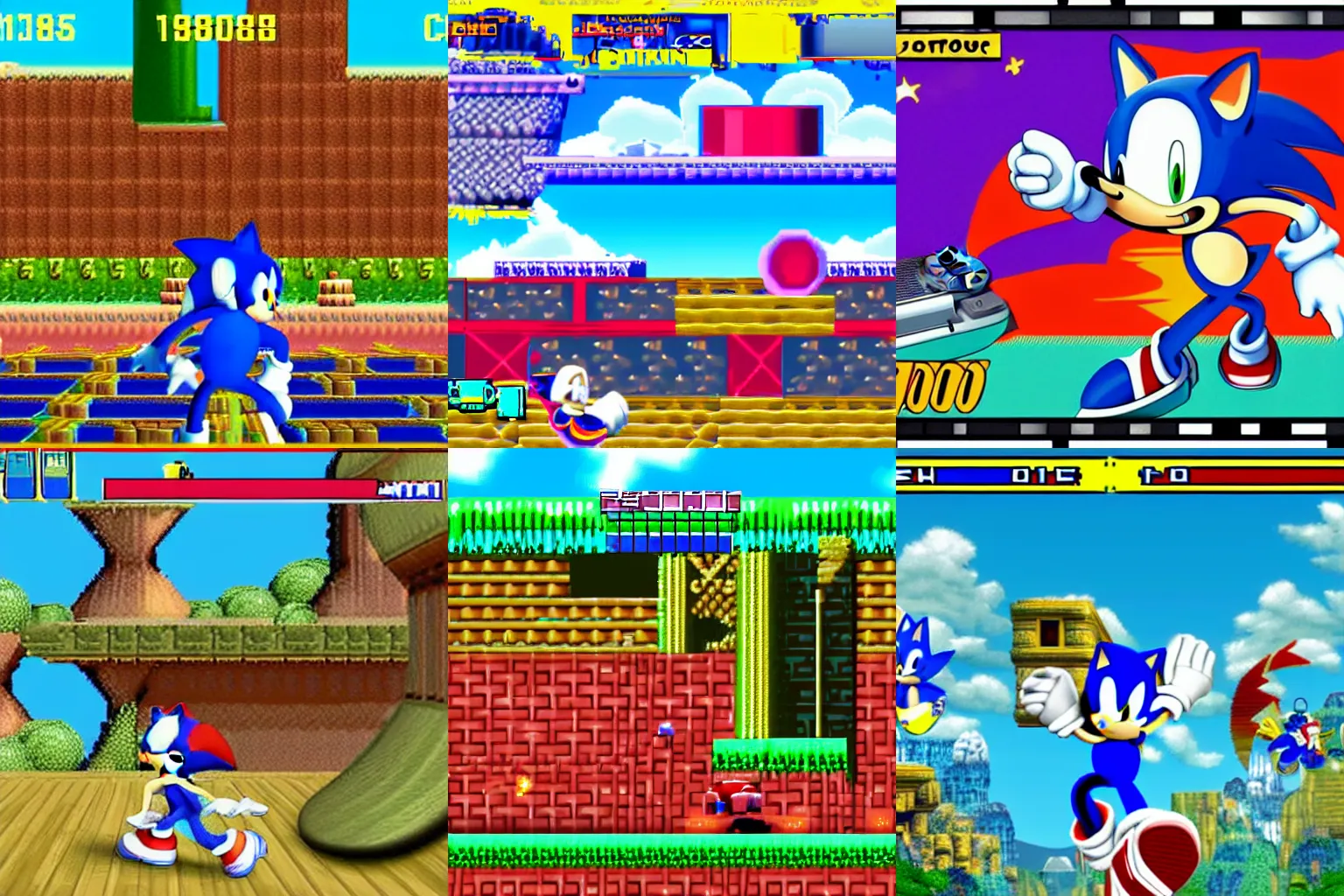 Prompt: Screenshot of Sonic on the original Playstation, 1995