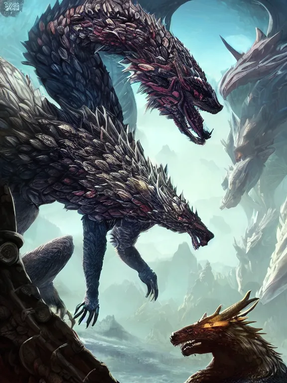 Image similar to a beautiful hyper realistic detailed epic game cover despising the great raccoon dragon, in the style of dragon age, featured on artstation