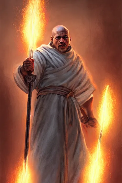 Image similar to monk with draconic face features, wearing a simple robe, holding a war hammer, highly detailed, d & d, fantasy, highly detailed, digital painting, trending on artstation, concept art, sharp focus, illustration, global illumination, shaded, art by artgerm and greg rutkowski and fuji choko and viktoria gavrilenko and hoang lap