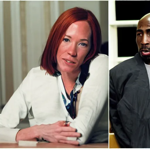 Prompt: Jen Psaki and Tupac Shakur high on LEAN; dirty dancing in the Oval Office , Photograph By Rineke Dijkstra; by Yoichi Okamoto