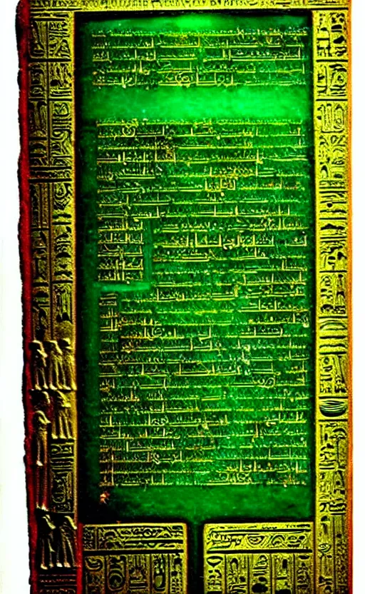 Image similar to emerald tablet, ancient egyptian