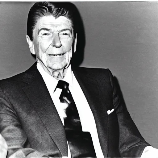 Image similar to [ ronald reagan sitting in chair... tiger ]