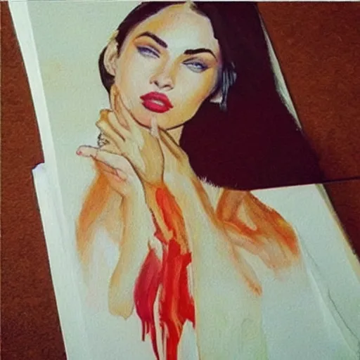 Prompt: “Megan Fox crayons paintings”