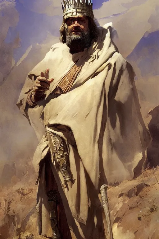 Image similar to a full body portrait of the ancient historical biblical evil pagan king ahab of Israel by craig mullins and marc simonetti, Ross Tran and WLOP, by Andrew Wyeth and Gerald Brom, In the style of John singer Sargent and James gurney, ARTSTATION, cgsociety, polycount, character design, CINEMATIC, AWE INSPIRING, BEAUTIFUL, ART GERM