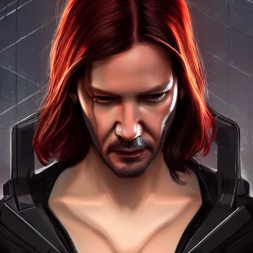 Image similar to john wick as black widow, au naturel, hyper detailed, digital art, trending in artstation, cinematic lighting, studio quality, smooth render, unreal engine 5 rendered, octane rendered, art style by klimt and nixeu and ian sprigger and wlop and krenz cushart