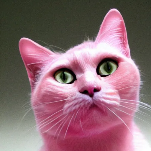 Prompt: pink anthropomorphic cat