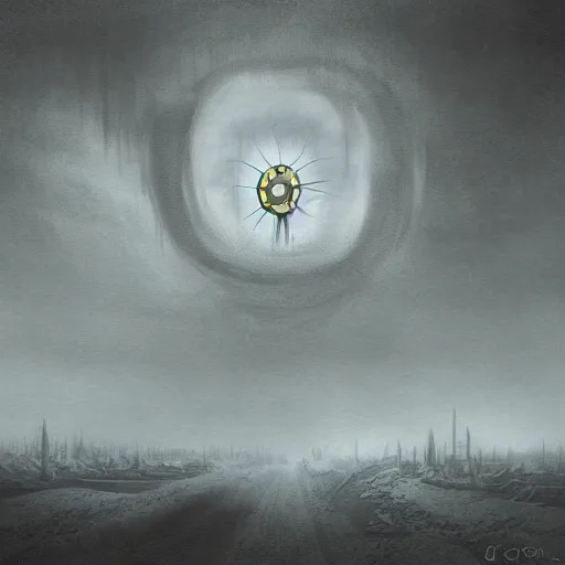 Image similar to nuclear winter, dystopian surrealism, digital painting