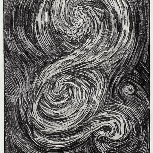 Image similar to Divine Chaos Engine by Vincent Van Gogh and M. C. Escher, symbolist, visionary