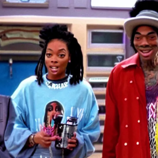 Prompt: a tv still of Wiz Khalifa starring in Kenan & Kel (1999)