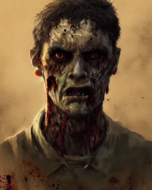 Image similar to hyper realistic photo portrait shouting zombie cinematic, greg rutkowski, james gurney, mignola, craig mullins, brom