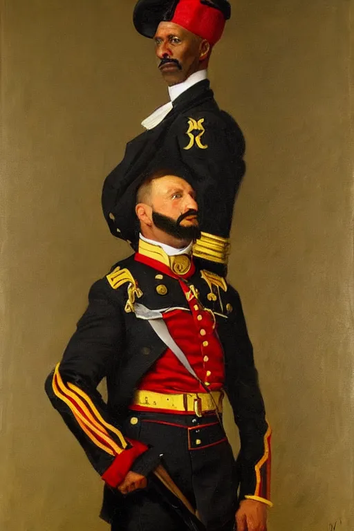 Image similar to full body portrait of the dictator of the atlanta hawks, 1 8 8 9, in full military garb, oil on canvas by william sidney mount, trending on artstation